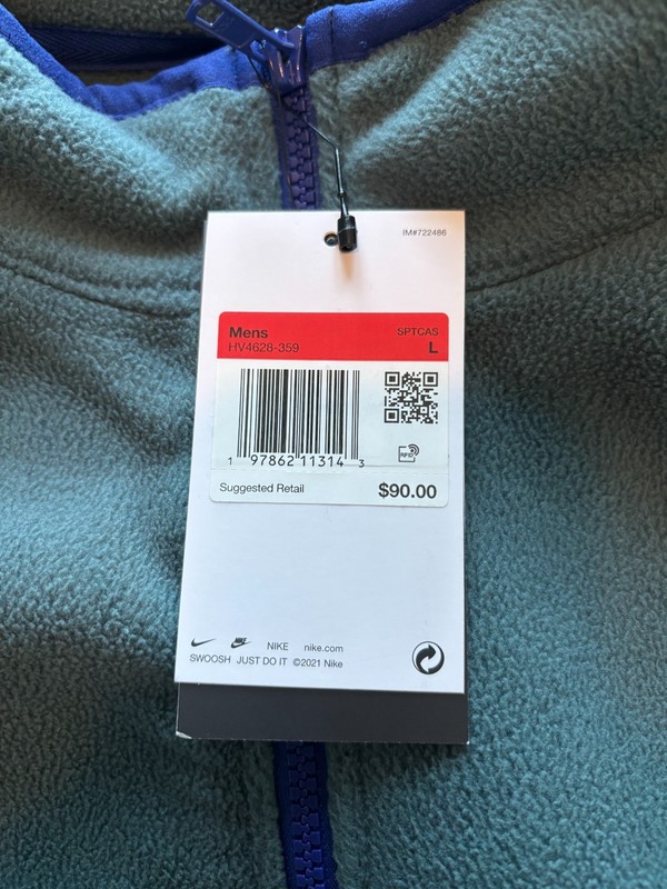 Nike Club Open Air 1/2 Zip Brushed Fleece Pullover Top Sz L Mens $90 HV4628-359 gallery