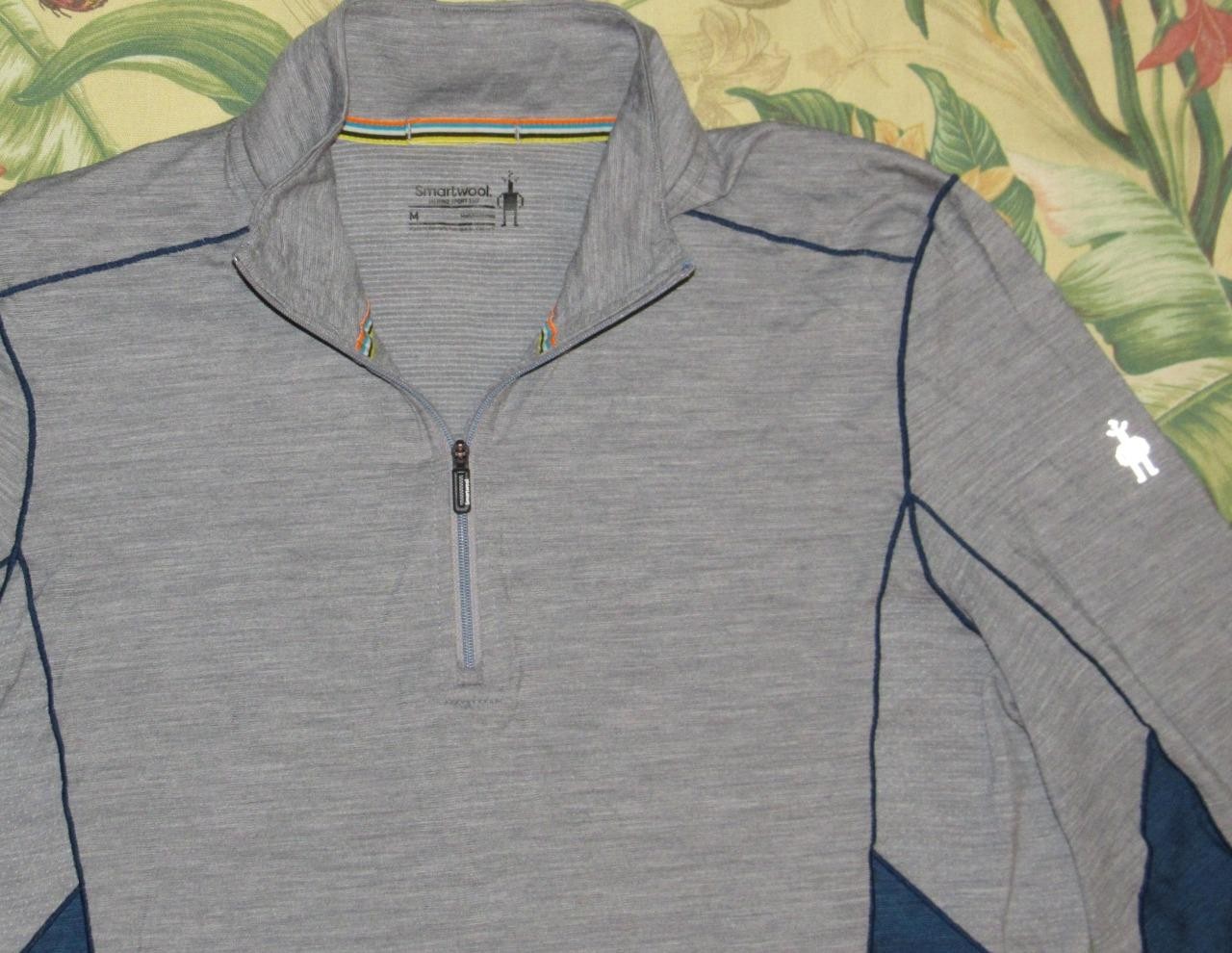 SMARTWOOL Merino Sport 150 Grey Wool Blend 1/4 Zip Base Layer Shirt Medium gallery
