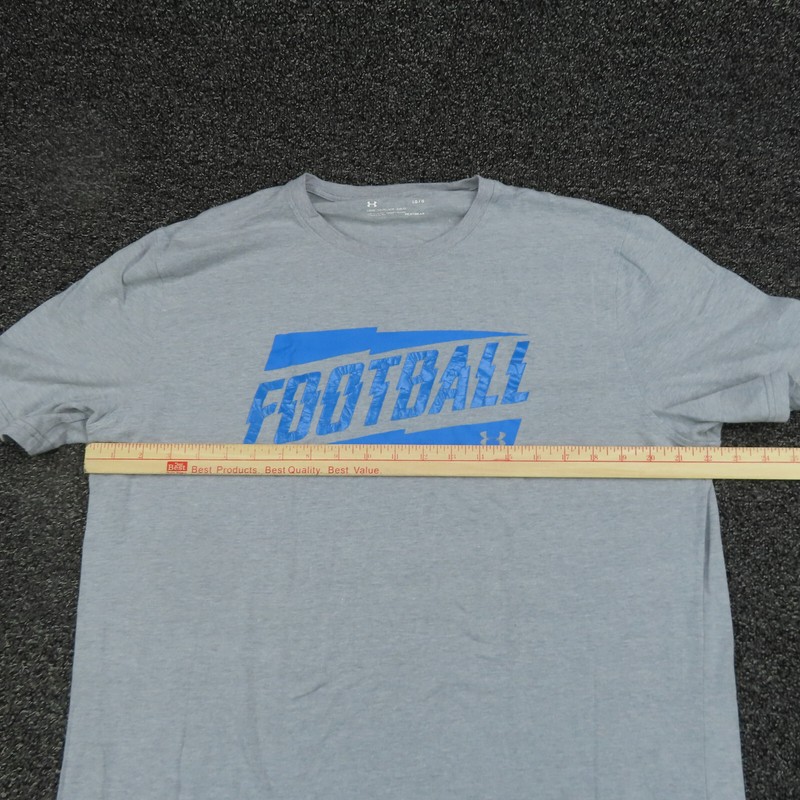 Under Armour Shirt Adult Large Gray & Blue HeatGear Football Breathable Gym Mens gallery