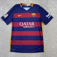 Nike FC Barcelona 2015-16 Home Jersey Blue Red Qatar Airways Mens M 658794-422