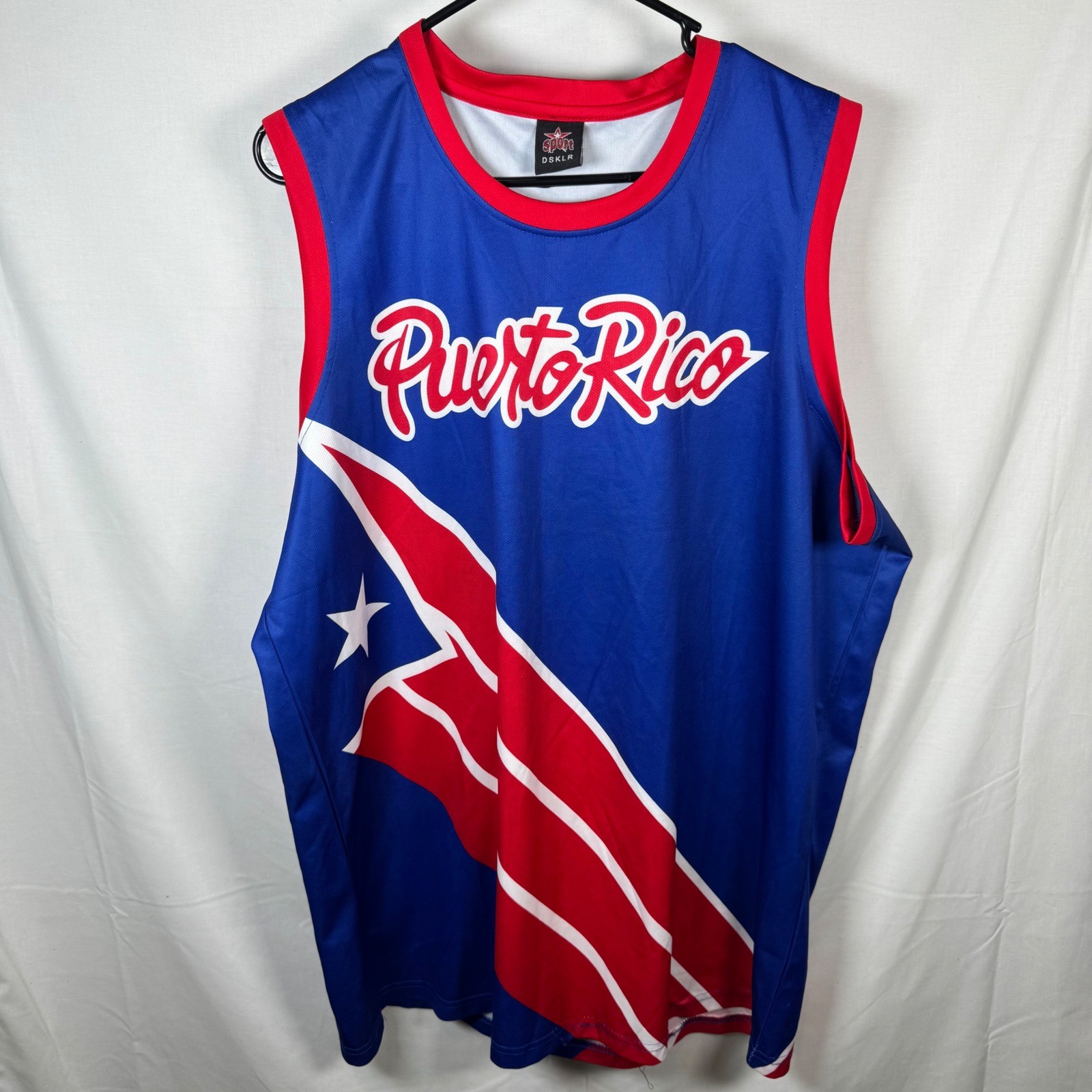 Sport DSKLR Puerto Rico Basketball Jersey Mens 3XL Blue Red Flag Graphic Mesh gallery