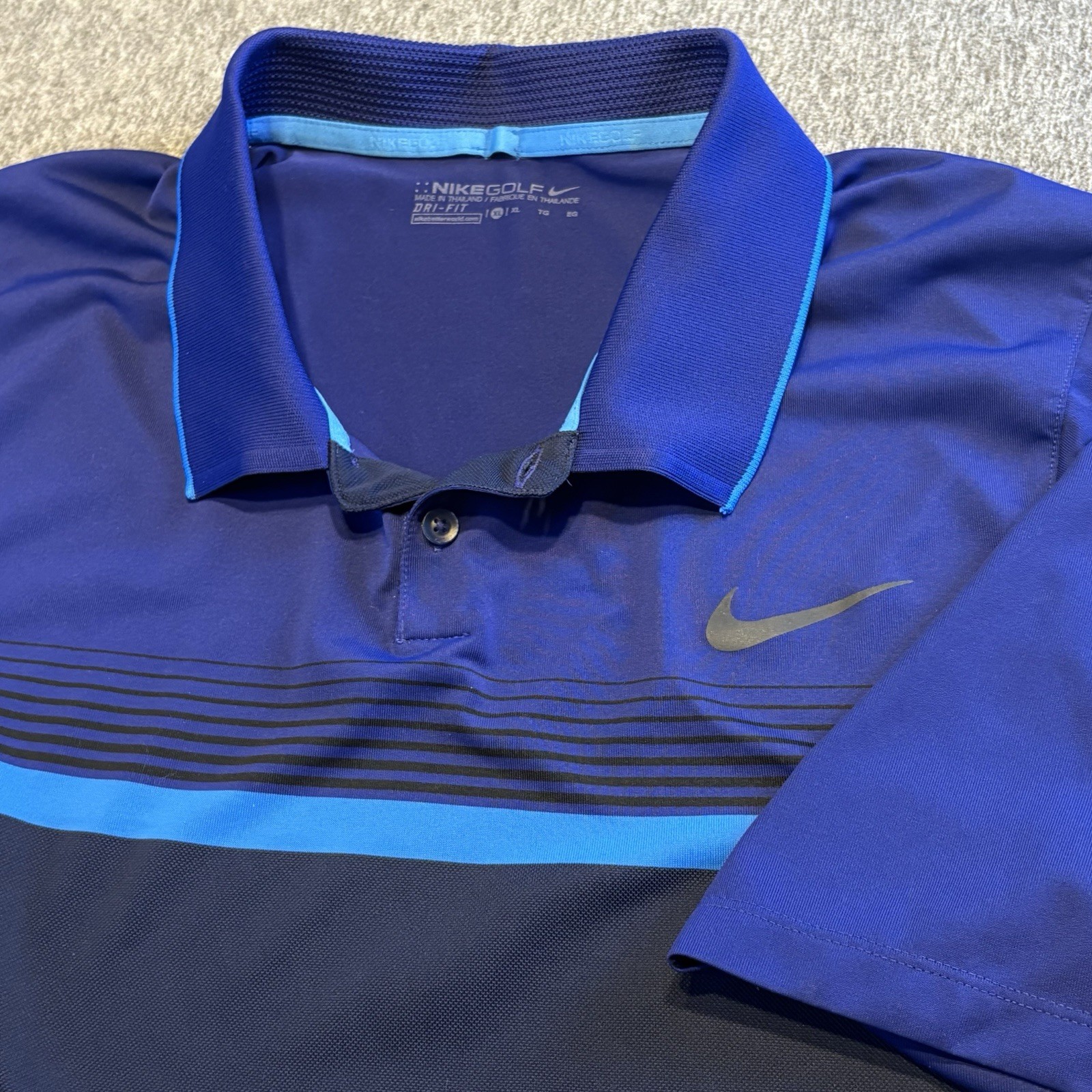 Nike Tour Golf Polo Shirt Men's XL Momentum Stripe Dri-Fit Performance Stretch gallery