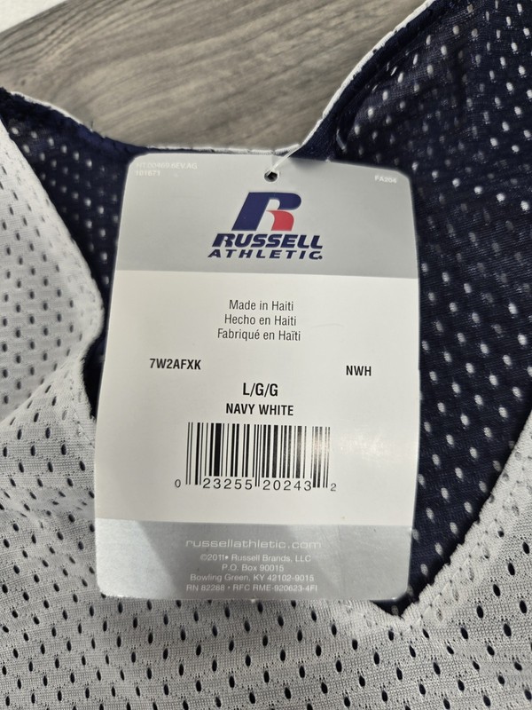 Russell Athletic Tank Top Mens Large L Navy Blue White Reversible Jersey NOS New gallery