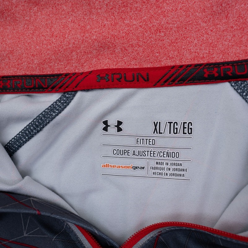 Under Armour Mens XL All Season Gear 1/4 Zip Running Pullover Grey Red 1265029 gallery