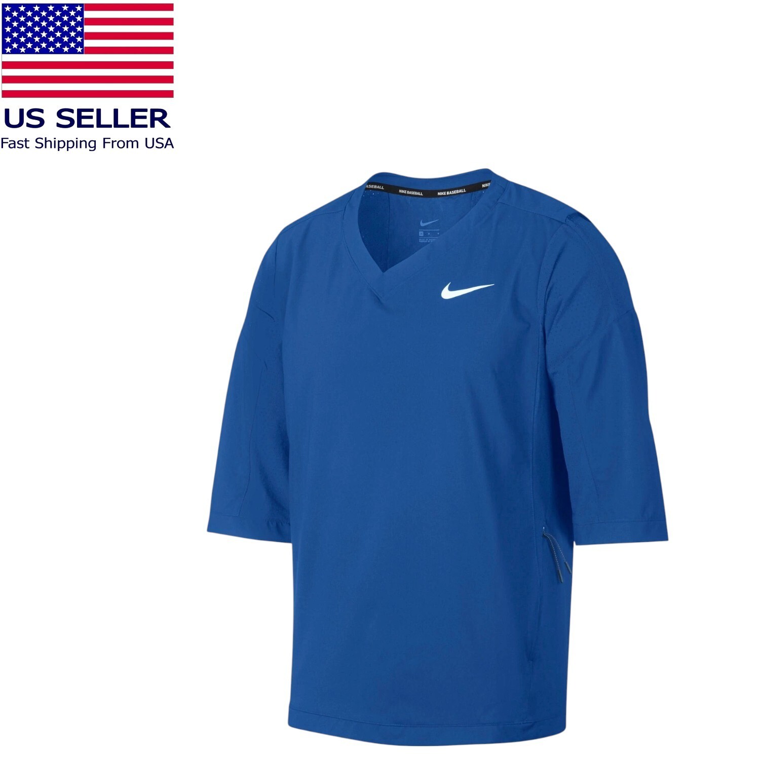 Nike Men Baseball Hot Jacket 3/4 Sleeve Royal Blue Size Small gallery