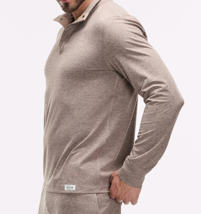 Peloton Dreamblend Snap Placket Pullover Loungewear Taupe Grey Men's Size Medium gallery