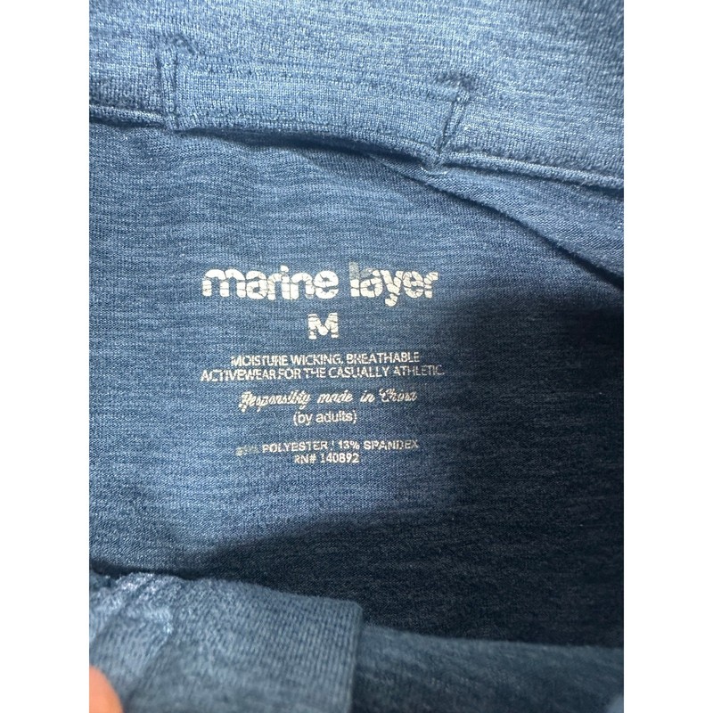 Marine Layer Sport Mens Medium Blue Heathered Quarter Zip Pullover Activewear gallery