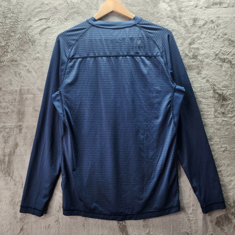 Rhone AG47 Silver Tech Mens Medium Blue Long Sleeve Performance Athletic Shirt gallery