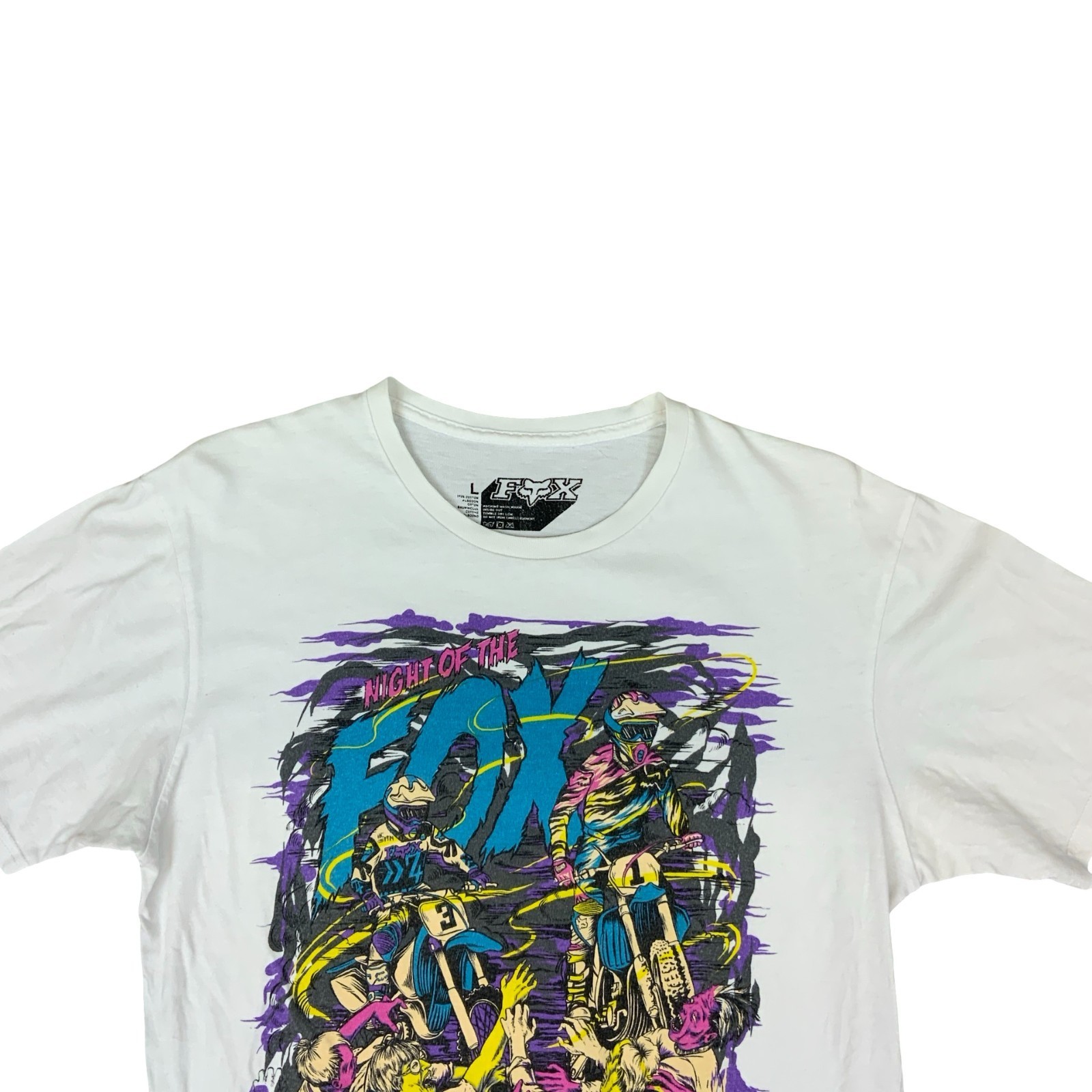 Night Of The Fox Motocross Mountain Bike Racing White Graphic T-Shirt Large gallery