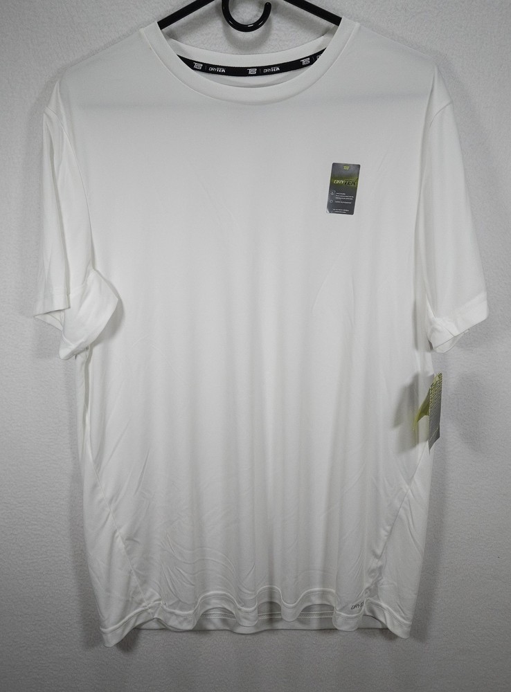 Tek Gear Dry Tek Performance Moisture Wicking White Short Sleve T-Shirt Size L