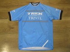 Men’s M Bontrager Trek Travel Cycling Shirt Jersey 1/2 Zip Blue Bicycle Bike