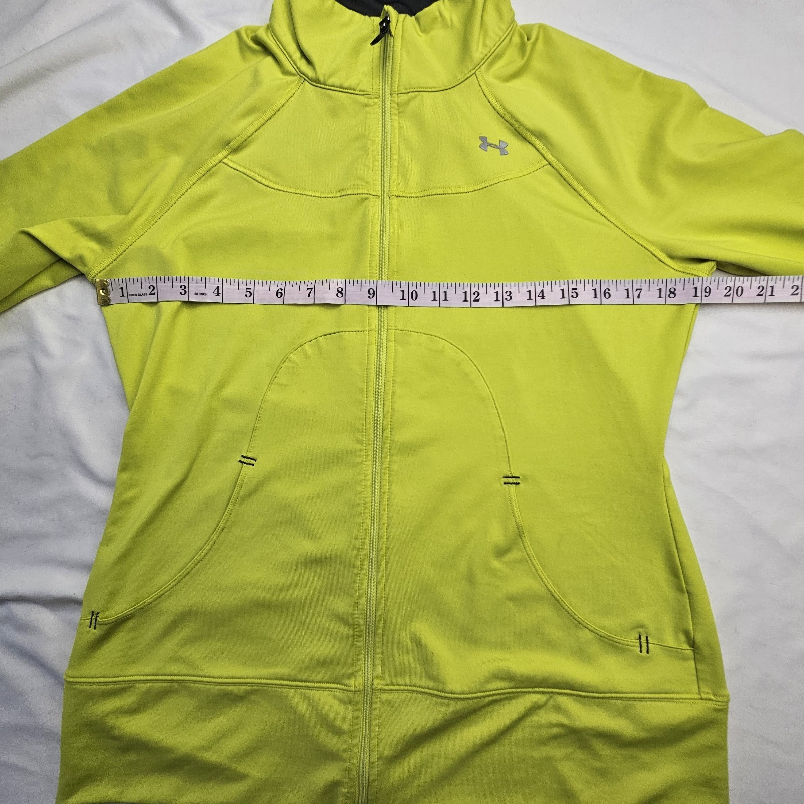 Under Armour Mens Medium Full Zip Light Jacket Lime Green Long Sleeve Stretch gallery