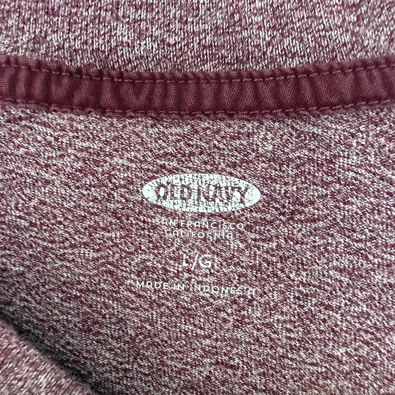 Old Navy Mens T Shirt sz L Burgundy Heathered Crew Neck Henley Long Sleeve gallery