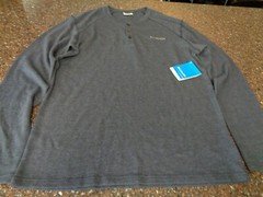 Columbia Men’s Medium Spruce Ave Henley Shirt Long Sleeve Bluish Gray NWT