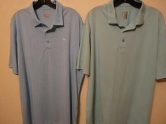 2 Golf Polo Callaway Opti Dri Performance Mint Striped Pale Blue Striped XL EXC
