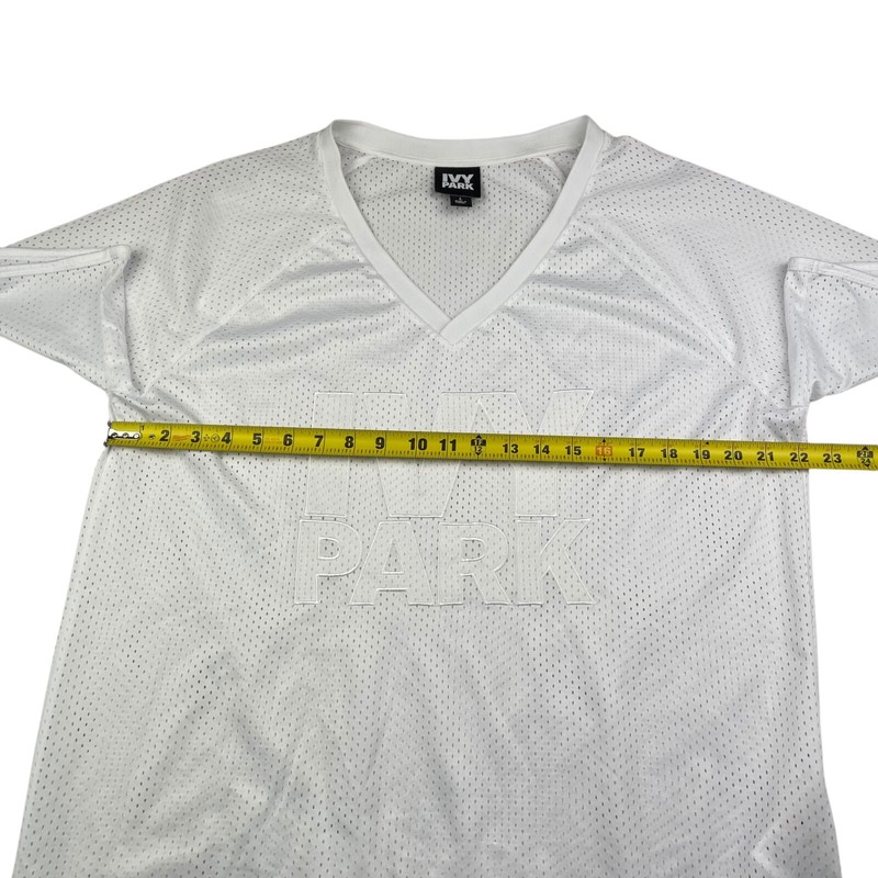 Ivy Park Men’s #04 Embroidered V-Neck Mesh Jersey White • Large gallery