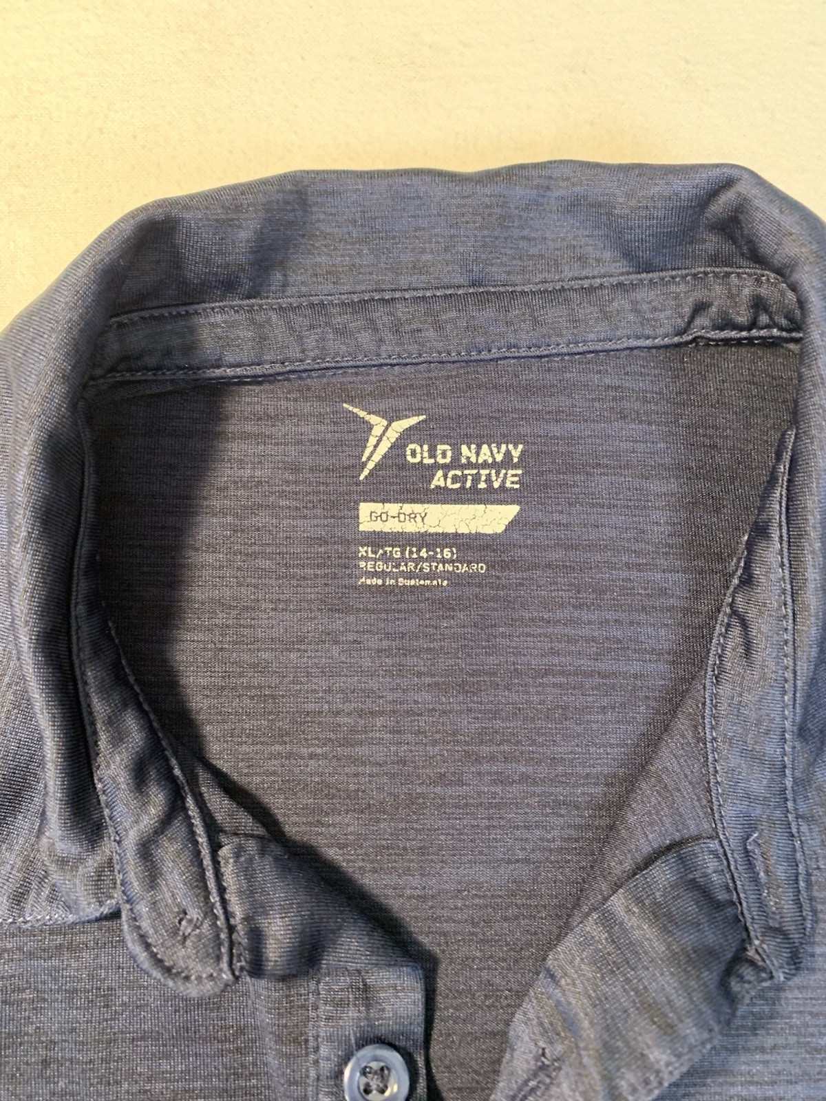 Old Navy Active Go-Dry Moisture Wicking Heathered Blue Polo Shirt Men’s XLT gallery