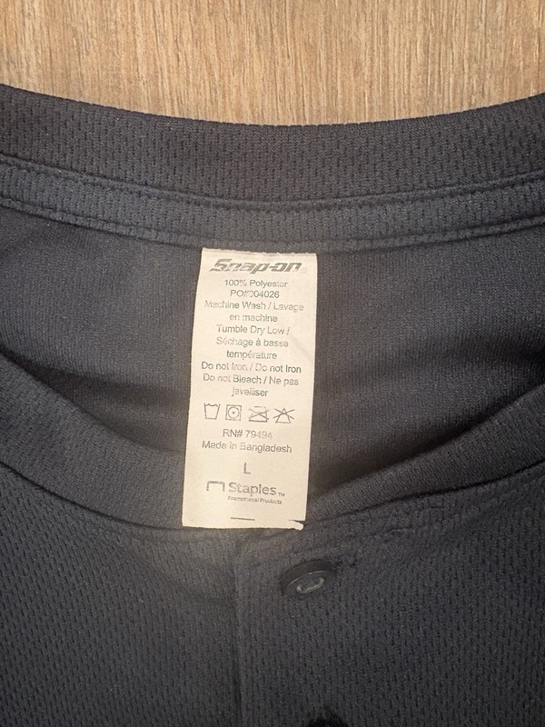Snap-on Men's Navy Henley Pullover 100% Polyester Long Sleeve Button Large gallery