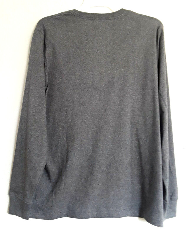 Cotton Crew Men Tee Size M Super Soft Long Sleeve Grey gallery
