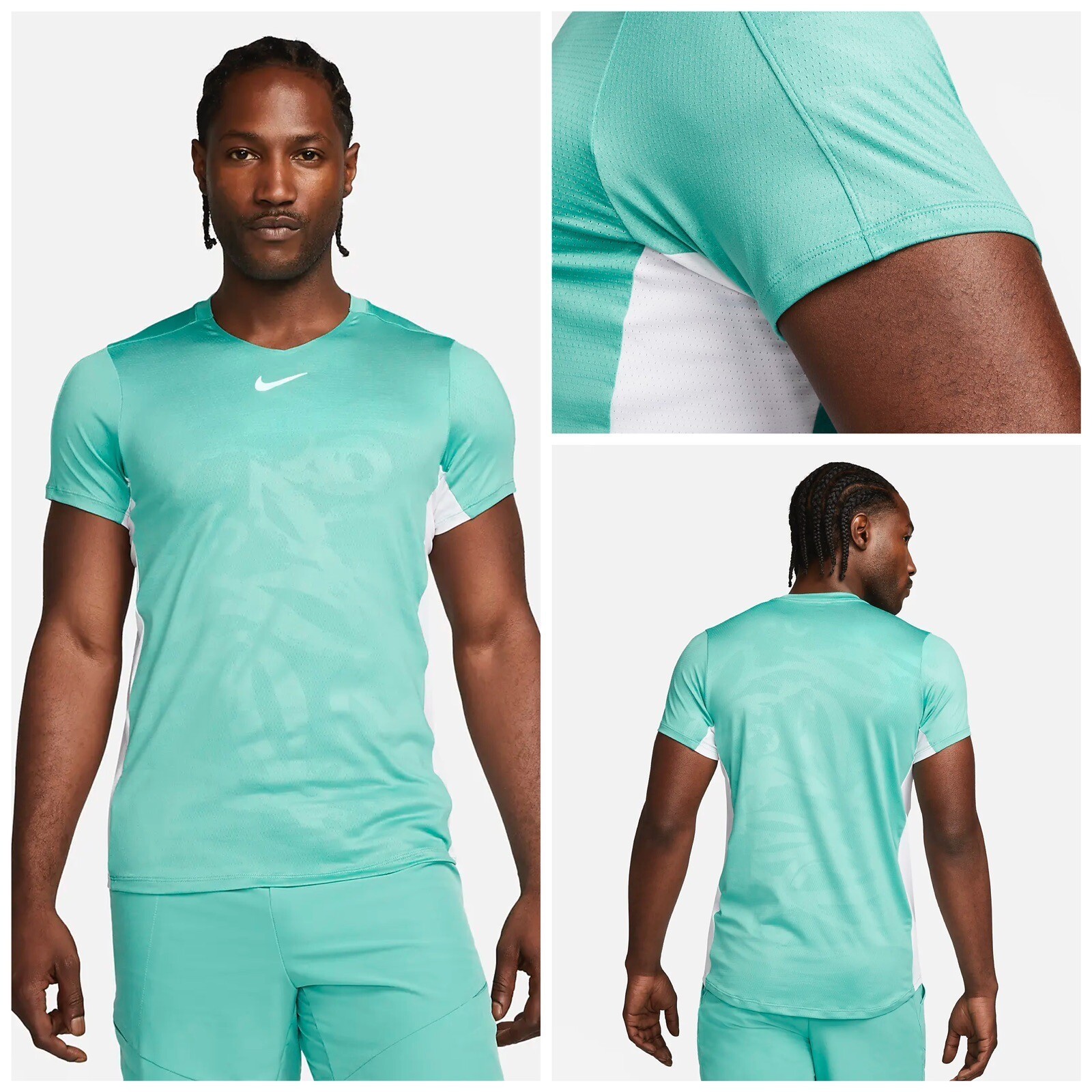 Nike Men's Court Dri Fit Advantage Printed Crew Tennis Jersey Shirt $75 NEW L gallery