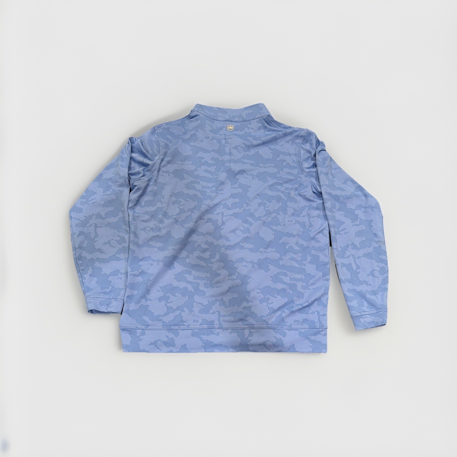 Peter Millar Mens MEDIUM Perth DipDye Camo Performance Quarter Zip Maritime Blue gallery