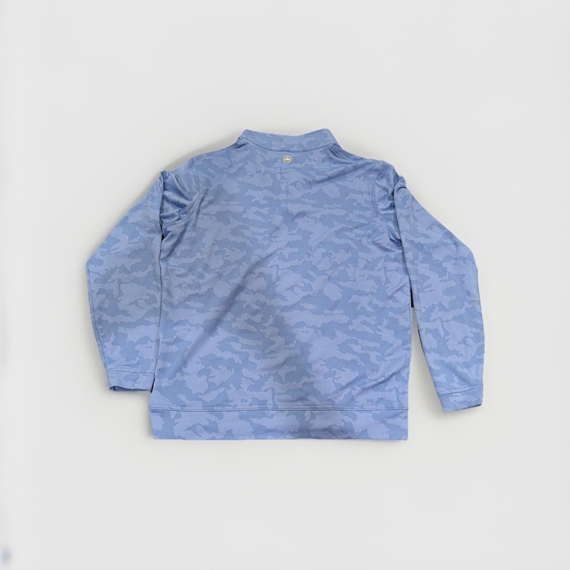 Peter Millar Mens MEDIUM Perth DipDye Camo Performance Quarter Zip Maritime Blue gallery