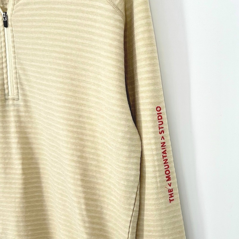 The Mountain Studio Mens M Beige Striped Quarter Zip Pullover Long Sleeve Shirt gallery