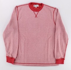 Wallace & Barnes Textured Knit Long Sleeve Crew Neck Pullover Shirt Red Mens L