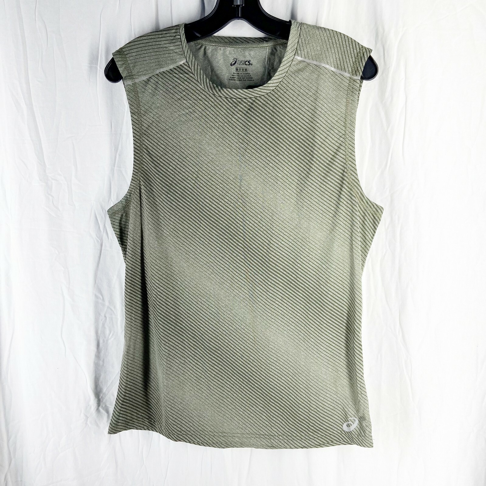 ASICS Mens Dark Green Reflective Quickdry Training Sleeveless Top Size L gallery