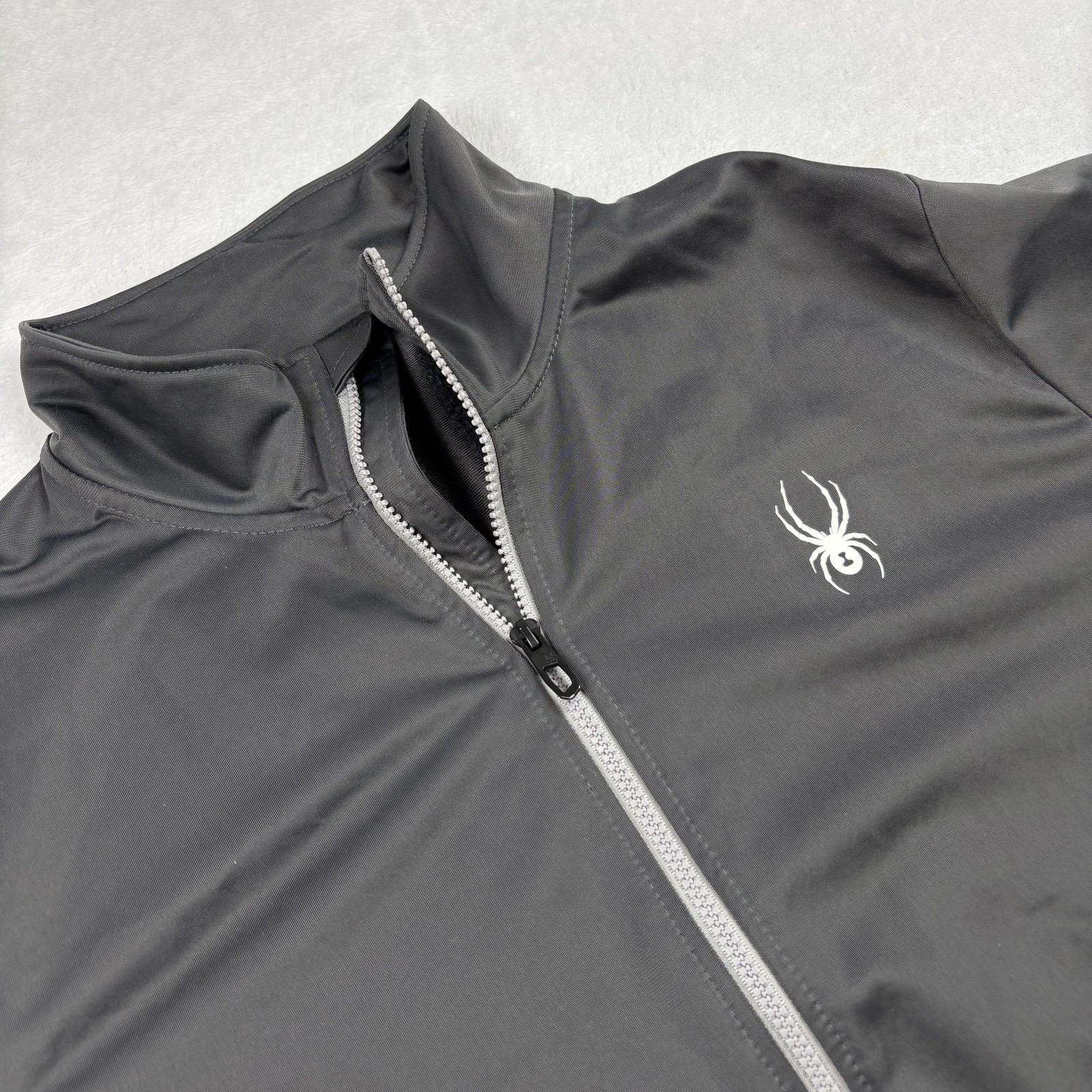 Spyder Pullover Mens M Gray Full Zip High Neck Lightweight Moisture Wicking gallery