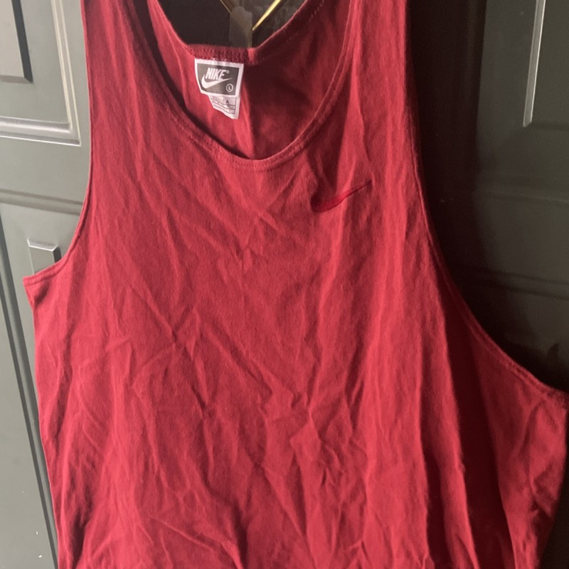 Vintage 90’s Nike Men's Sleeveless Scoop Neck Muscle Tank Top Red Cotton Size L gallery