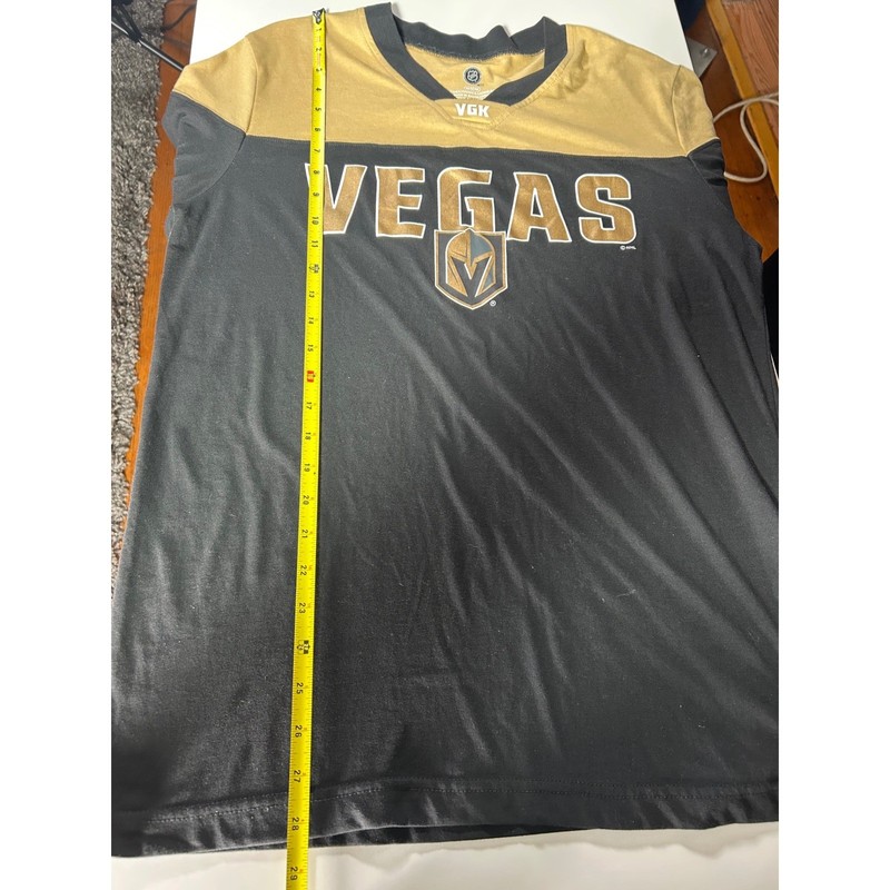 Golden Knights Las Vegas NHL Mens M Long Sleeve Shirt Black Gold VGK Jersey Tee gallery