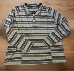 ORVIS Men’s XL Activewear Insect Guard Blue, Gray White Striped Layering Shirt