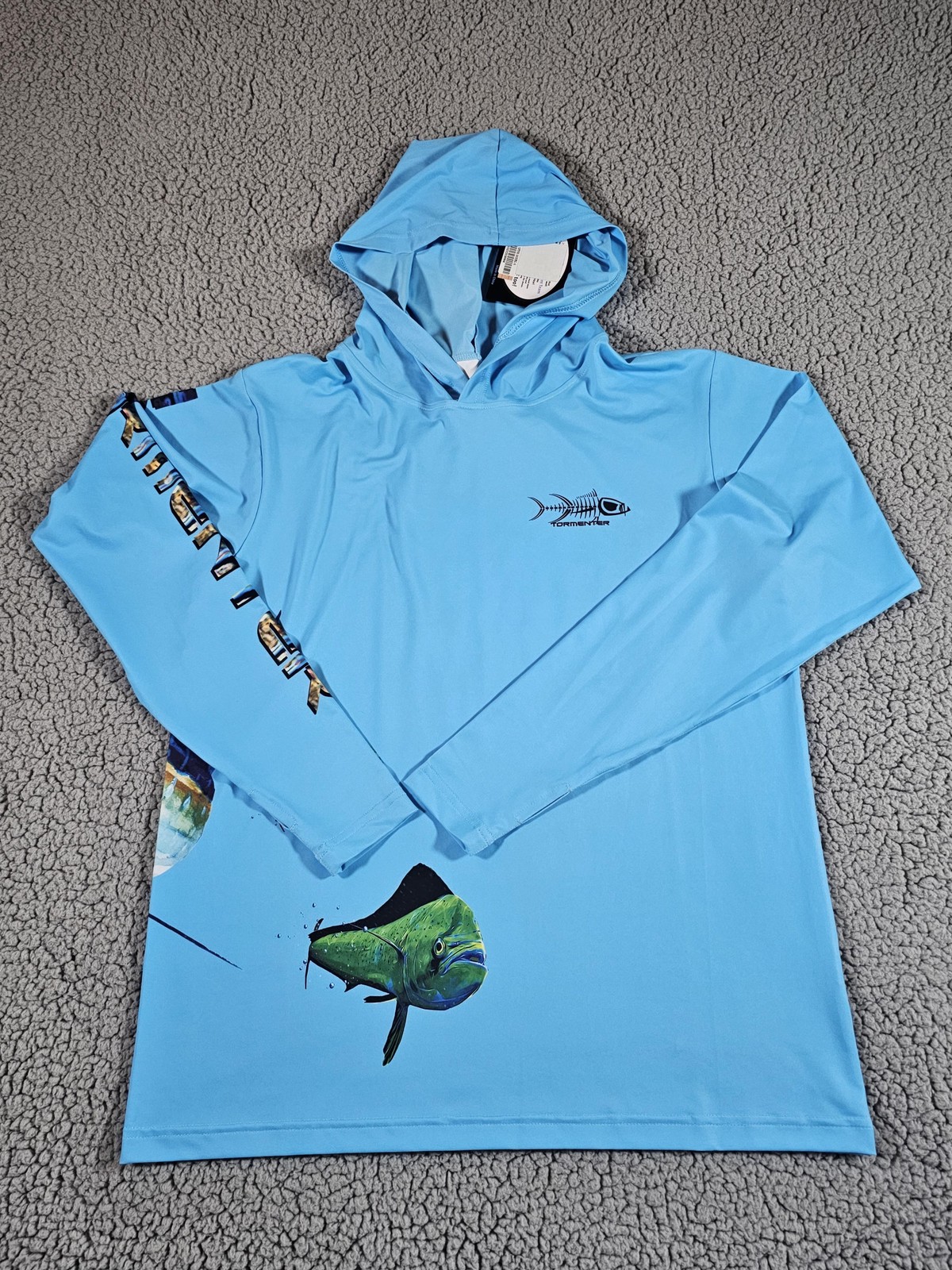 Tormenter Shirt Mens Small Blue Shade Master Hoodie SPF 50 Fishing Sun Graphic gallery