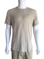 Lululemon Men’s Metal Vent Tech Short Sleeve Shirt Heather Oatmeal Large EUC