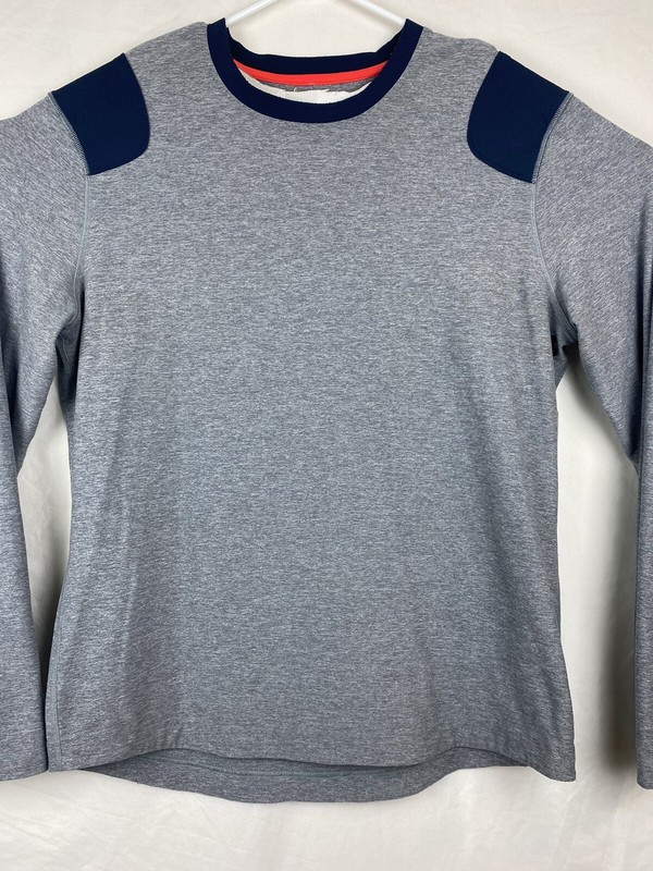 Lululemon Sprint Sweatshirt Men XL Gray Blue Elbow Shoulder Patches Soft gallery