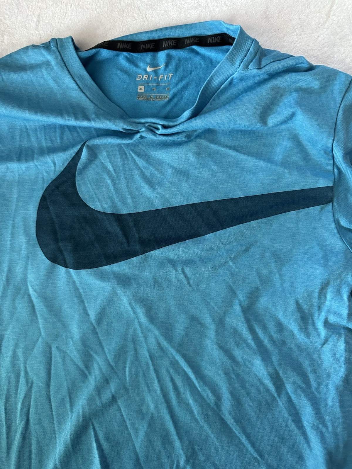 Two Nike Dri-FIT Men's XL Blue Short Sleeve Crew Neck Breathable Logo T-Shirt gallery