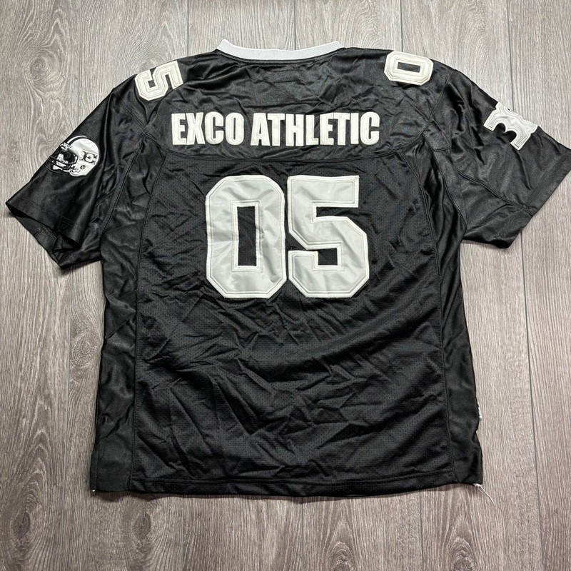 Exco Athletic Mens XL Black Silver Football Jersey Mesh Embroidered 05 gallery