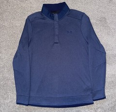 Under Armour Golf Pullover Mens Medium Blue Cold Gear 1/4 Button Loose Fit