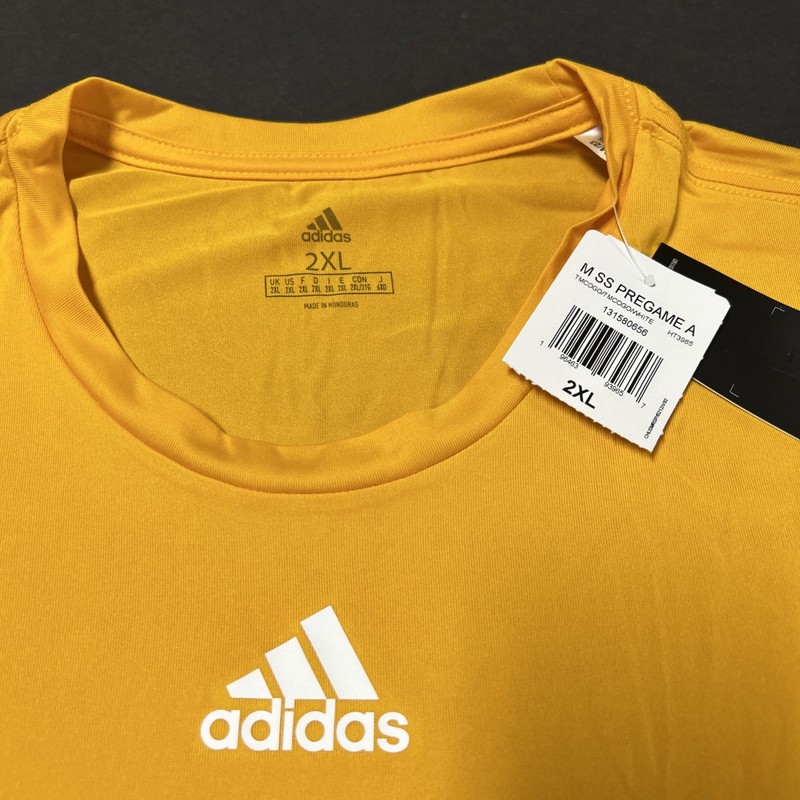 Adidas Men’s Short Sleeve Pregame Tee Shirt College Gold HT3965 Size 2XL NWT gallery