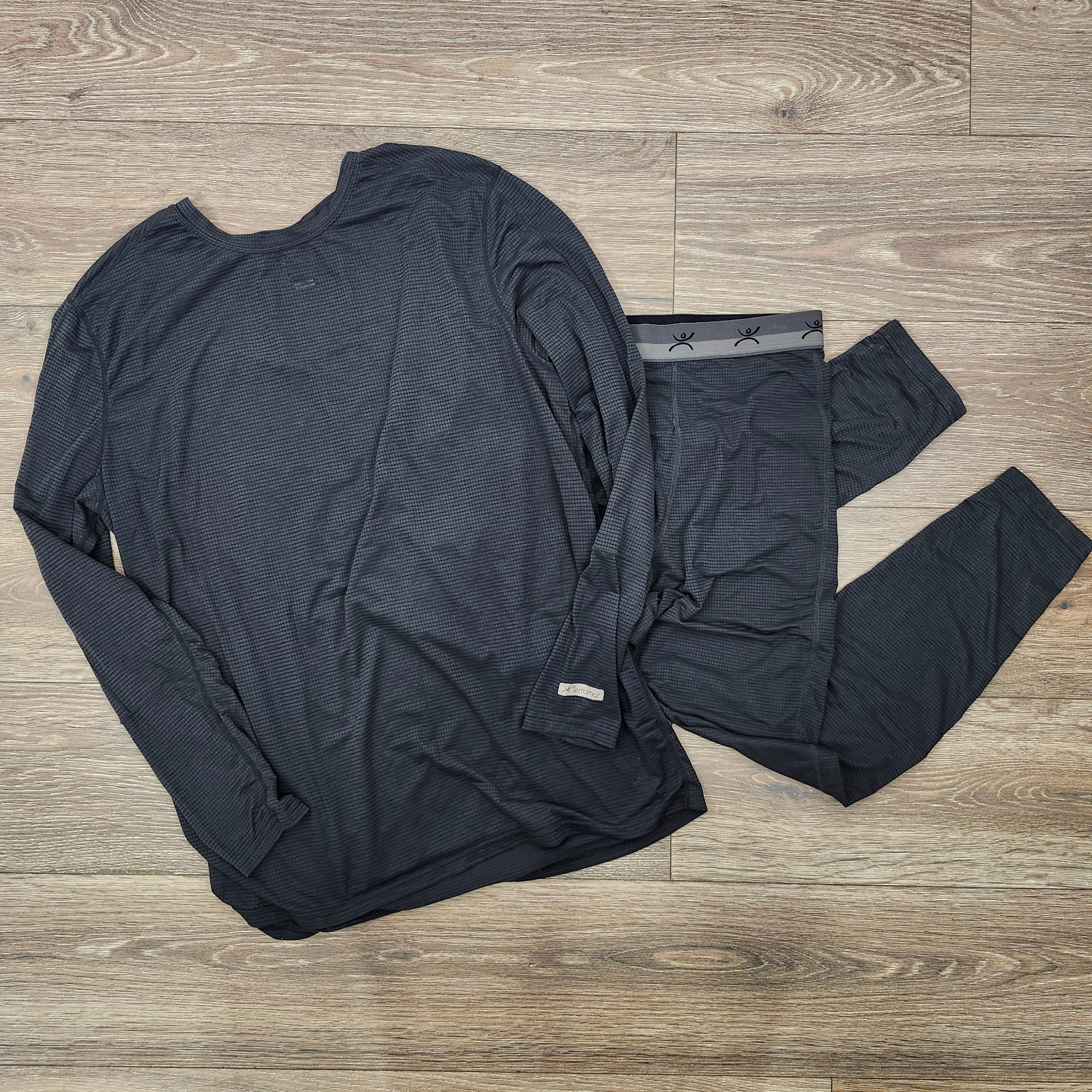 Terramar Base layer Shirt Pants Set Mens XL Wool Blend Gray Waffle Knit Workwear gallery