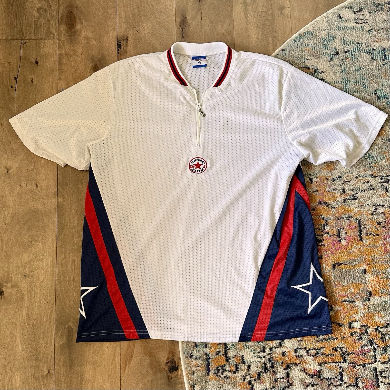 Vintage Converse Dr. J All Star Warm Up Mesh Quarter Zip XL gallery