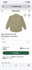 NWT Nike ACG Trail Khaki Shirt Size XXL