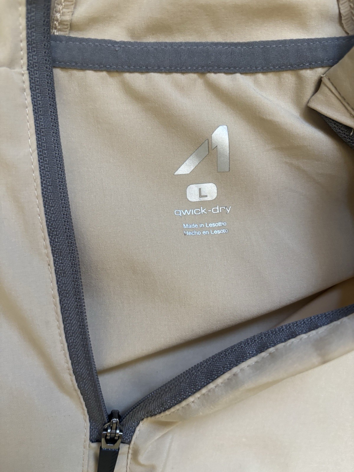 ALIVE Men's Beige Quick Dry 1/4 Zip Hooded Pullover Hoodie Size L gallery