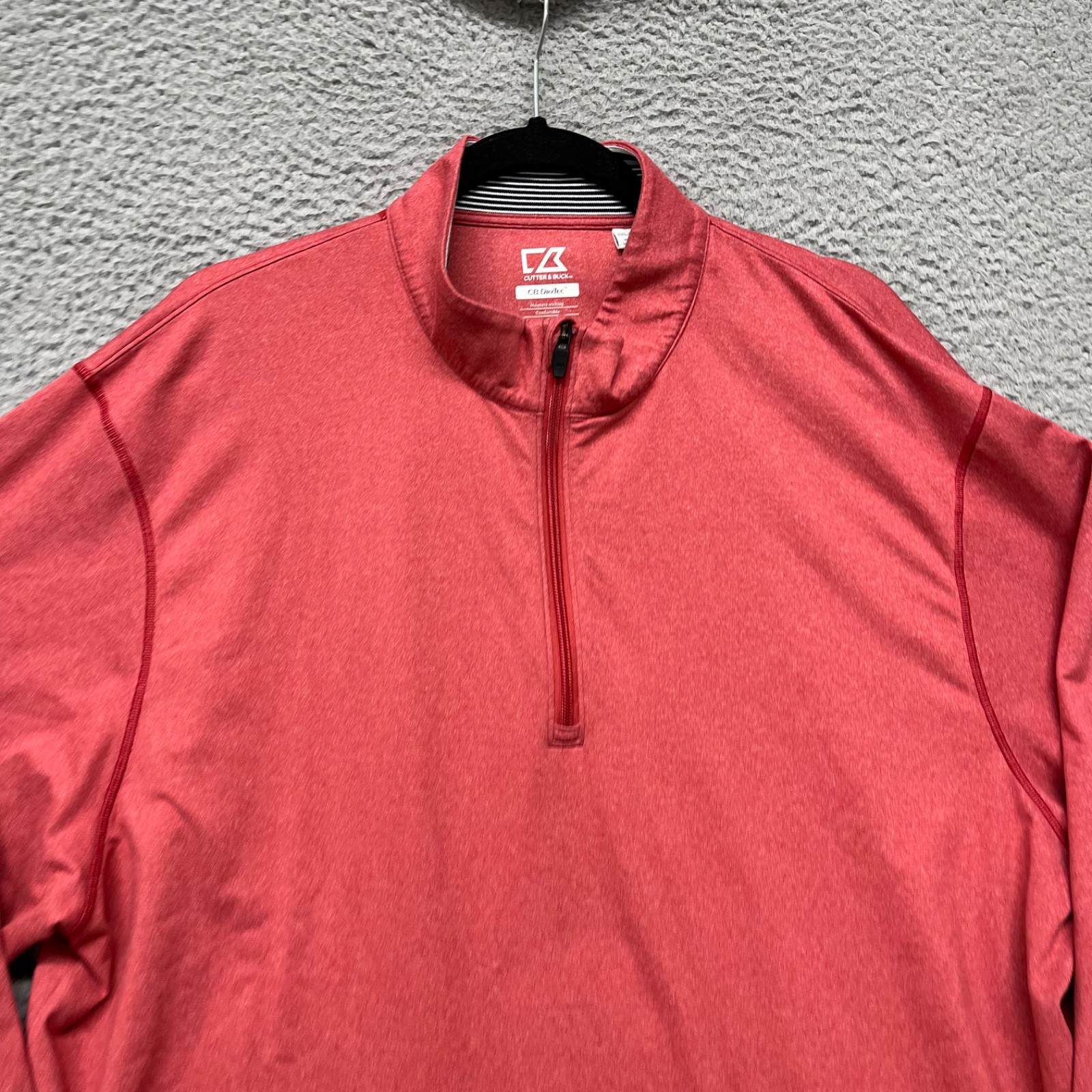 Cutter & Buck Pullover Mens XXL Red CB DryTec 1/4 Zip Mock Neck Golf Performance gallery