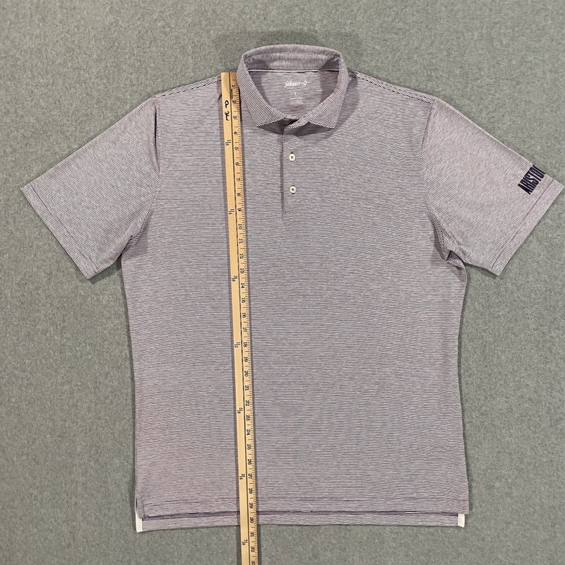Johnnie-O Short Sleeve Golf Performance Polo Purple Striped Mens Size Large EUC gallery