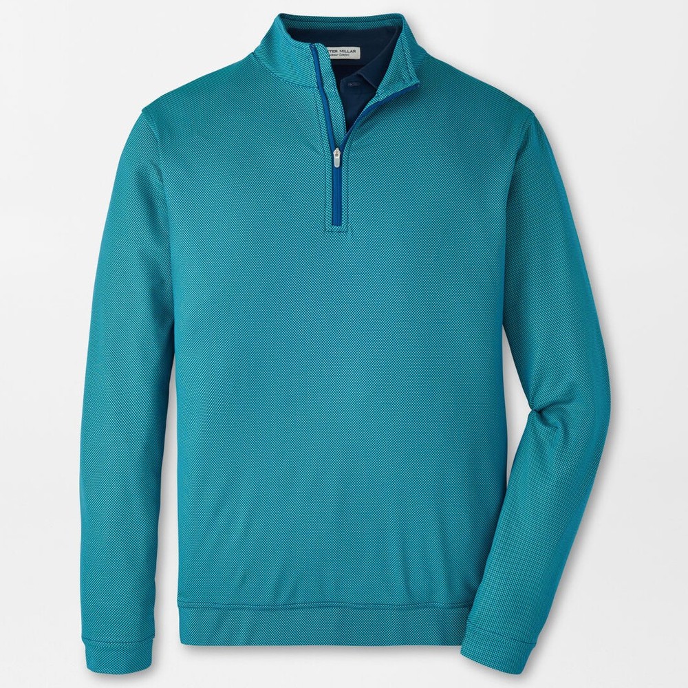 $150 NWT PETER MILLAR Men's Perth Birdseye Performance Quarter-Zip Sweater Large