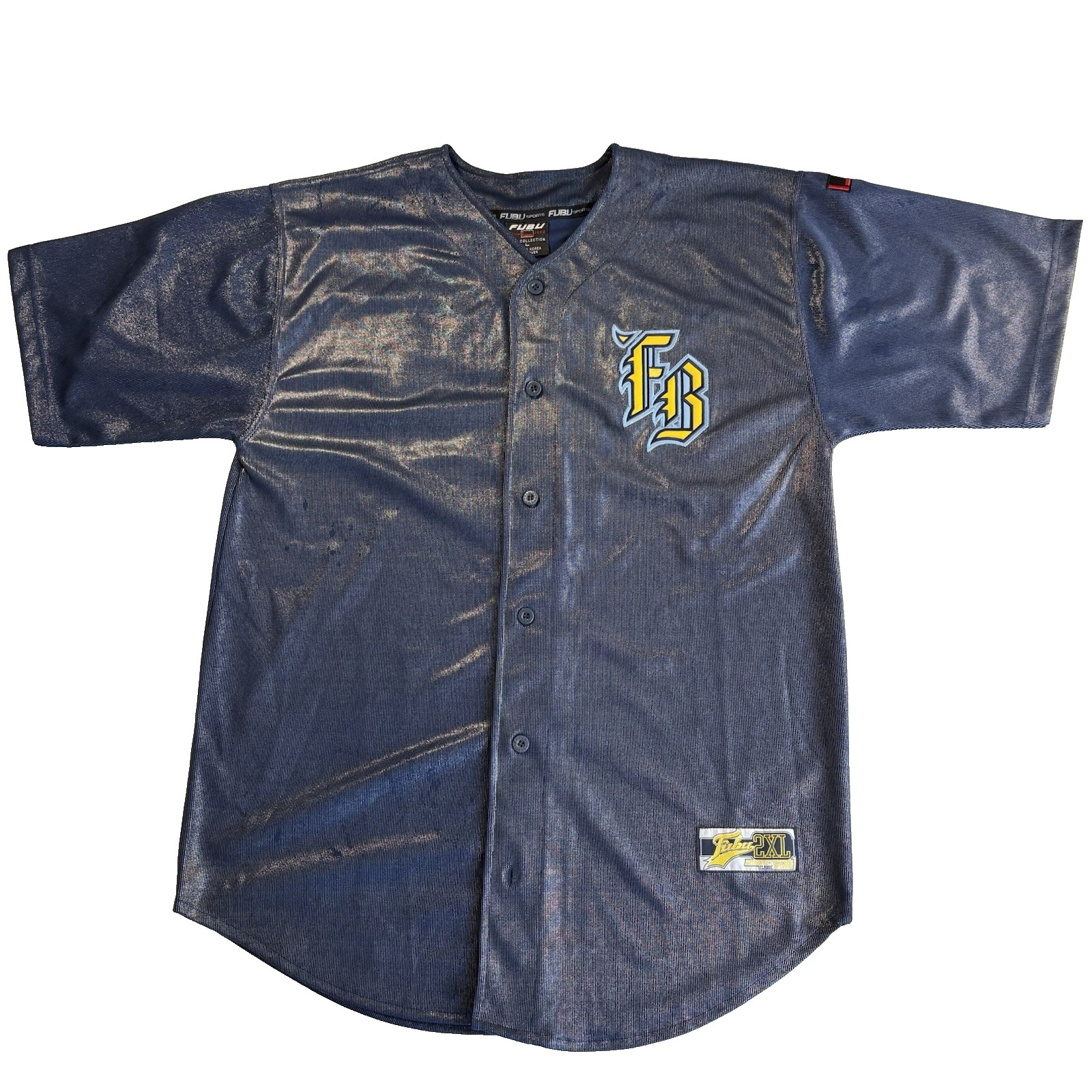 FUBU 05 Baseball Jersey Mens Size L Blue Y2K Baggy Classic Collection 1992 gallery