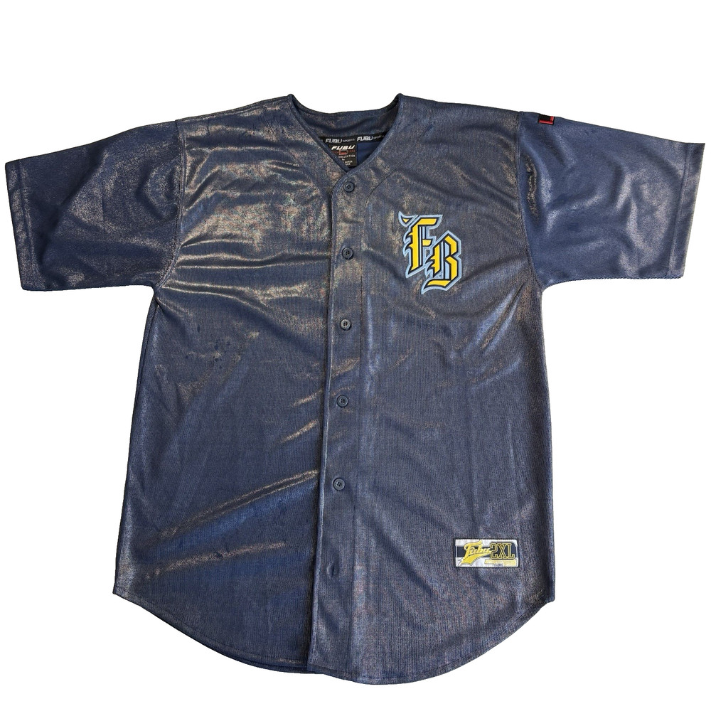 FUBU 05 Baseball Jersey Mens Size L Blue Y2K Baggy Classic Collection 1992