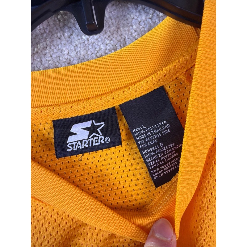 Vintage Starter Muscle Shirt Mens Large Yellow Mesh Athletics Sleeveless Tee Y2K gallery